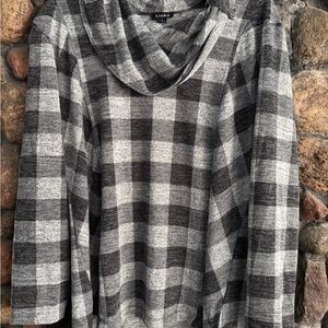 Link Women's Black and Gray Checkered Cowl Sweater